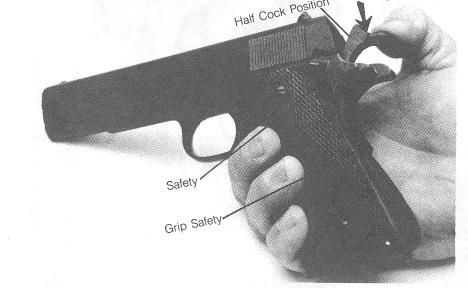 Figure 4. Half-cock position test (2 of 2).   NOTE: With Hammer back nearly to full cock position, let thumb slip oft hammer.