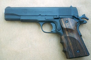 Author found the .38 Super pistol very pleasing. Note Caspian grips